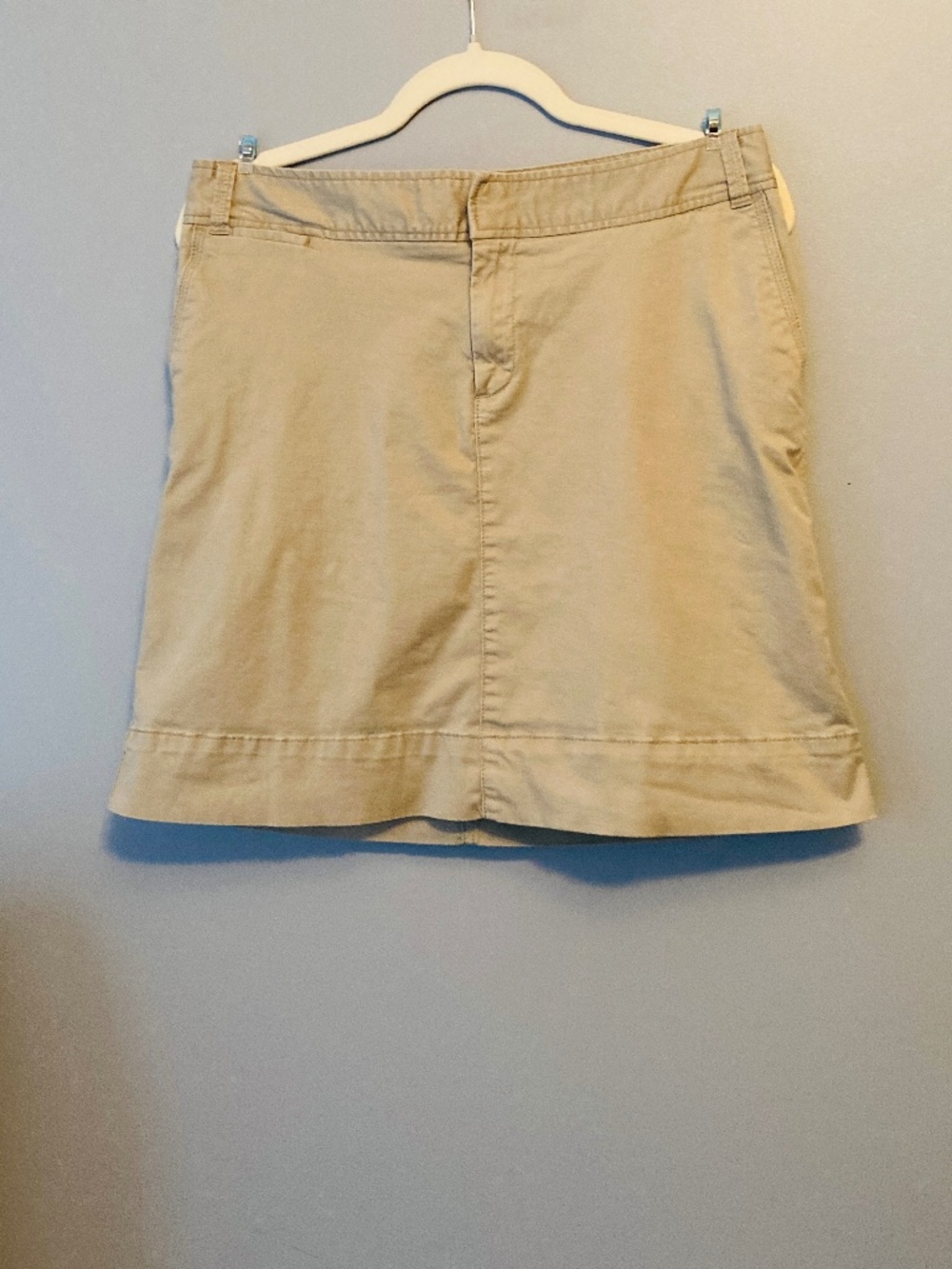 Merona Women’s Khaki Chino Mini Skirt – Size 8 Stretch Twill Cotton Blend